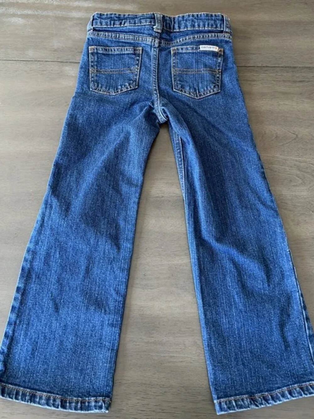 Carhartt Girls Size 5 Adjustable Waist Medium Wash Boot Cut Jeans